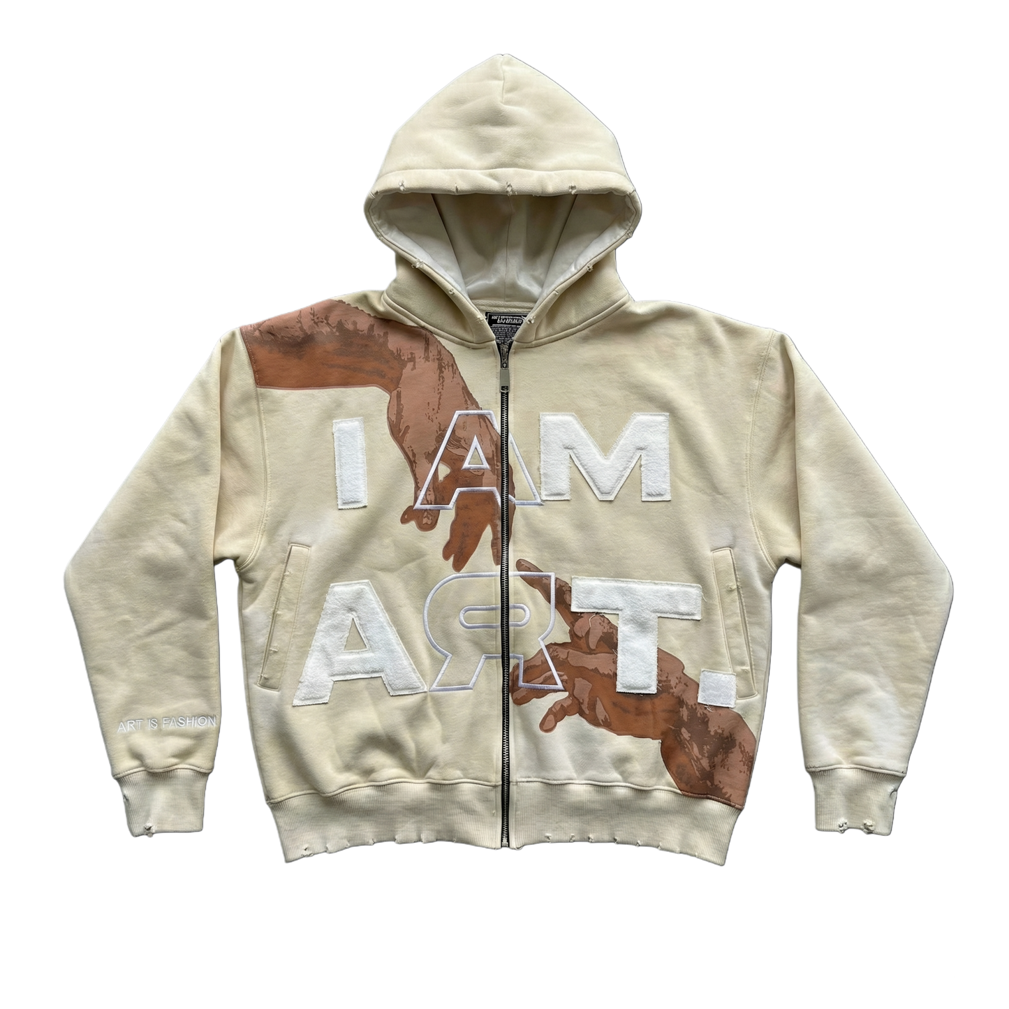 I Am Art Distressed Zip Hoodie