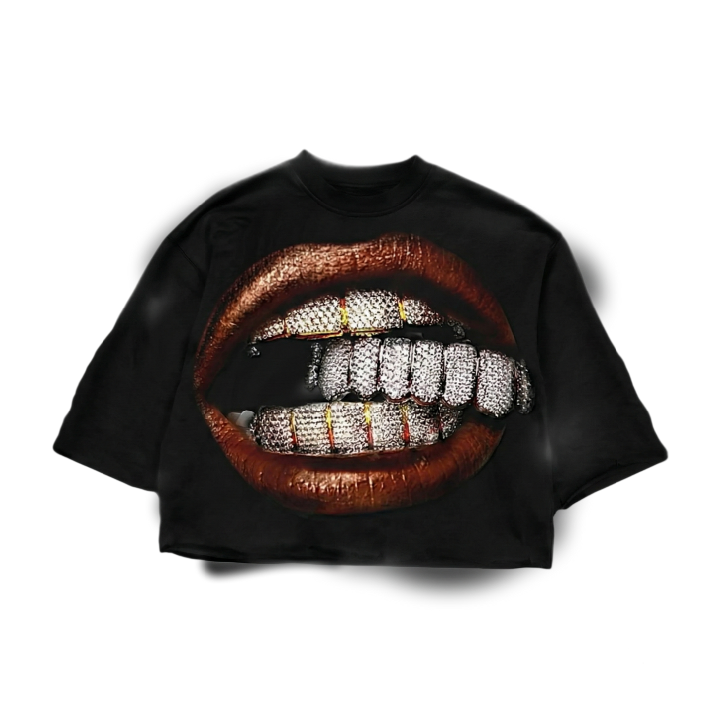 Diamond Grillz Graphic Cropped Tee (Black)