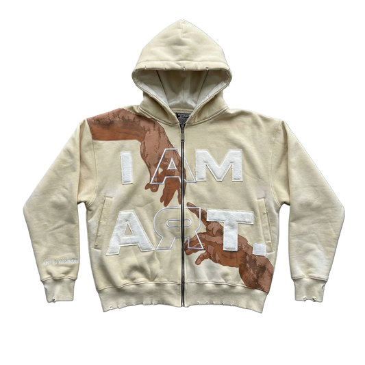 I Am Art Distressed Zip Hoodie