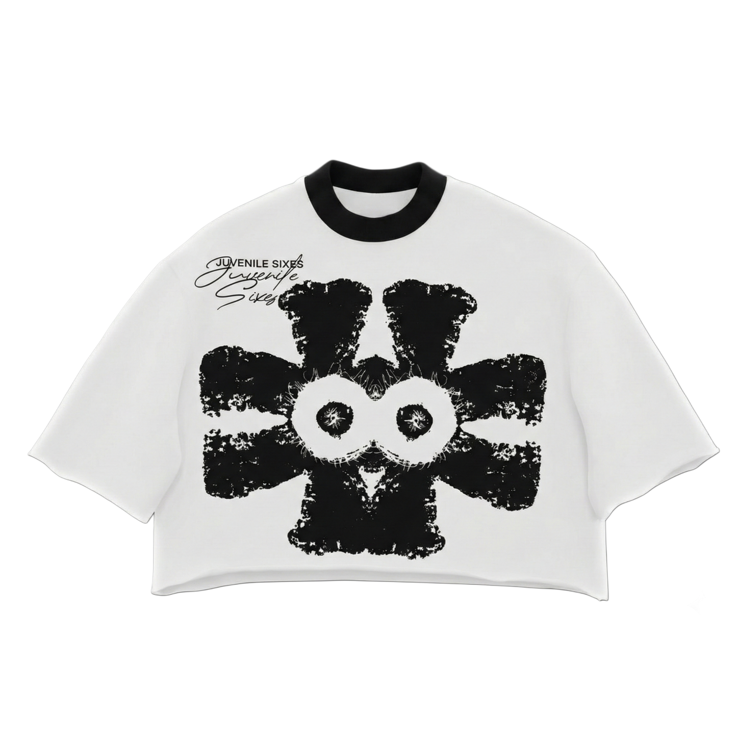 Juvenile Sixes Logo Ringer Cropped Tee (Black)