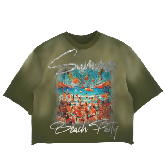 Summer Beach Party Graphic Cropped Tee