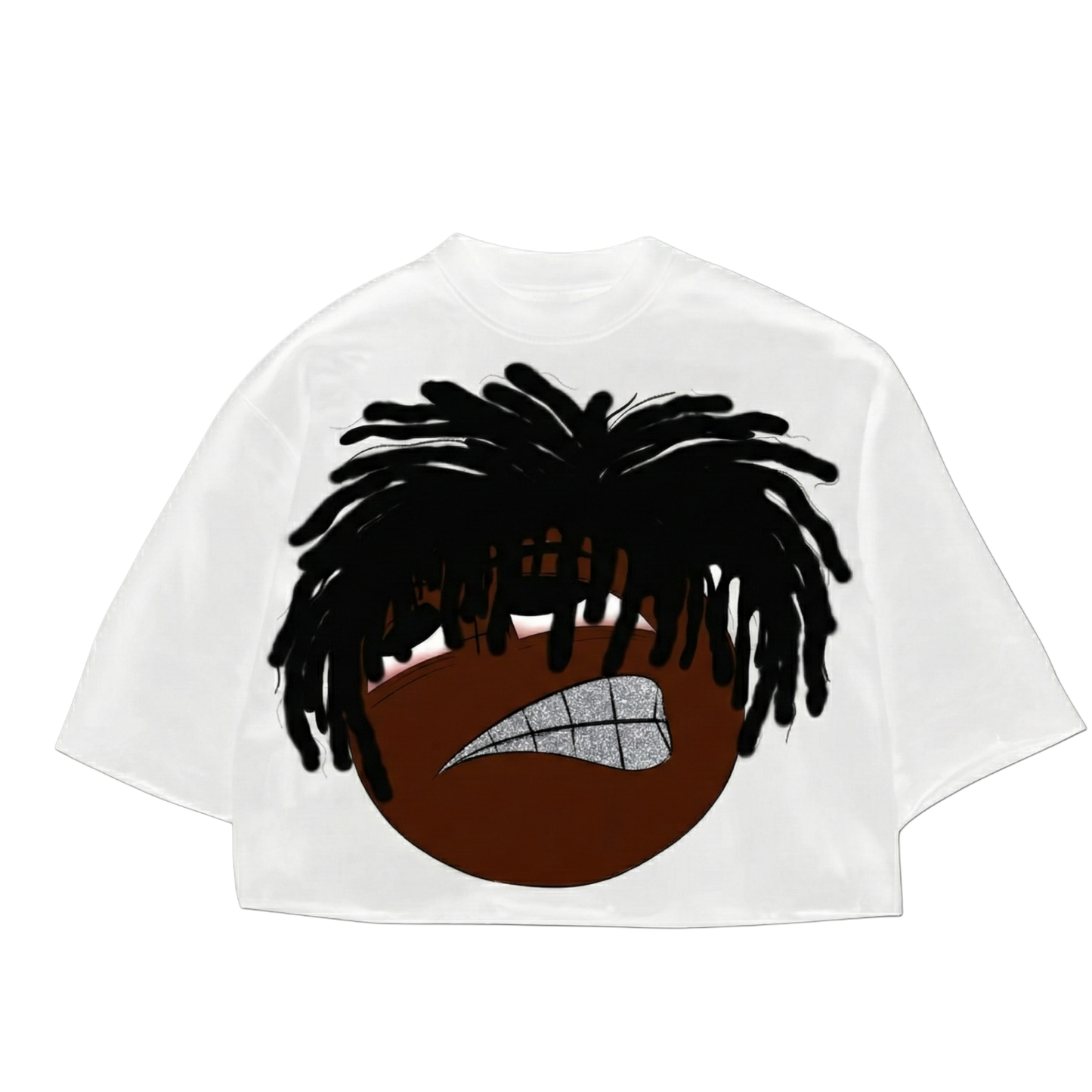 Dreadlocks Grill Graphic Cropped Tee (White)